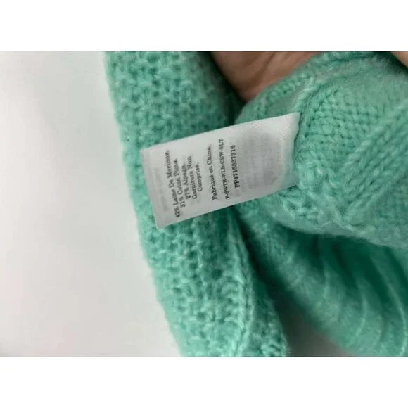 Everlane Women's XL Sweater Mint Green Alpaca & Merino Wool Blend Cable Knit - Picture 8 of 14